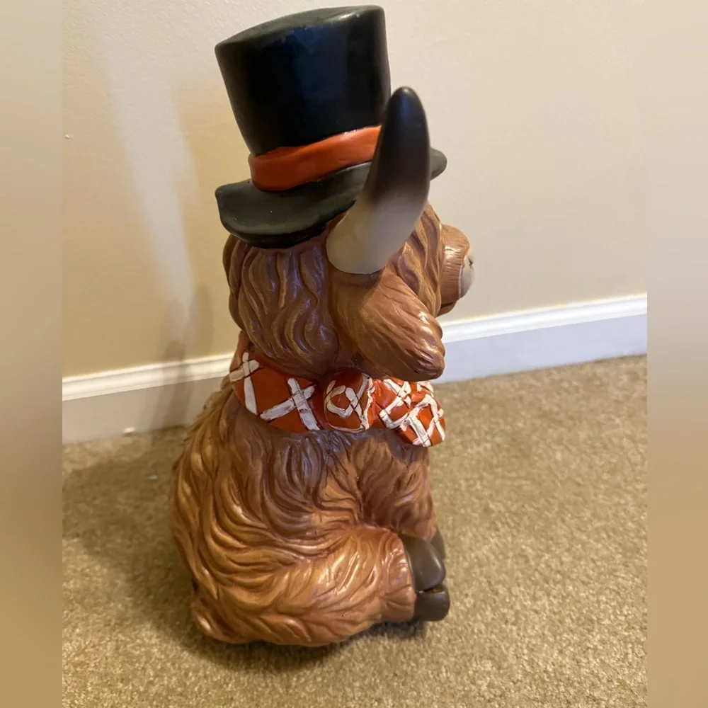 Hobby Lobby Fall Highland Cow Wearing Top Hat With Sunflower Autumn LARGE NEW - Picture 4 of 5